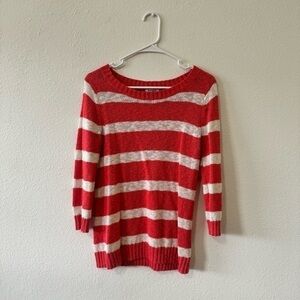 Pinkish Orange & White Sweater